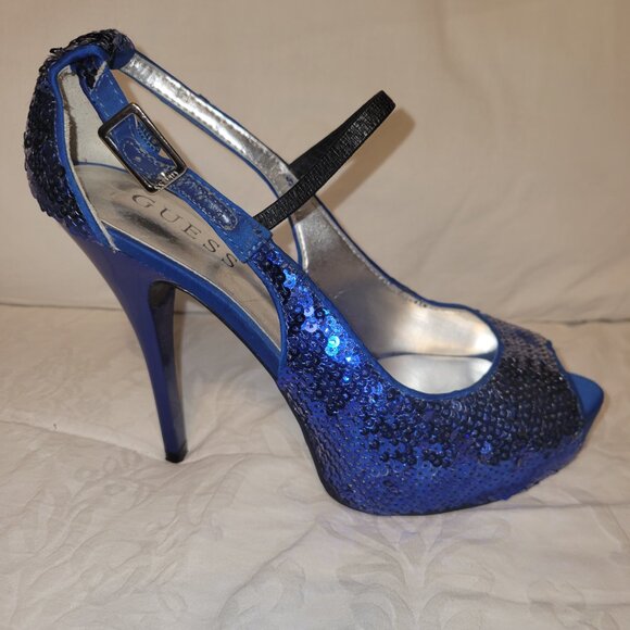 GUESS Blue sequin platform heels - Picture 2 of 3